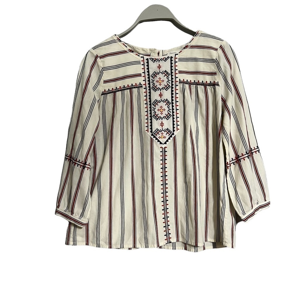 A Loves A boho chic embroidered striped blouse Xs red and blue western anthro
